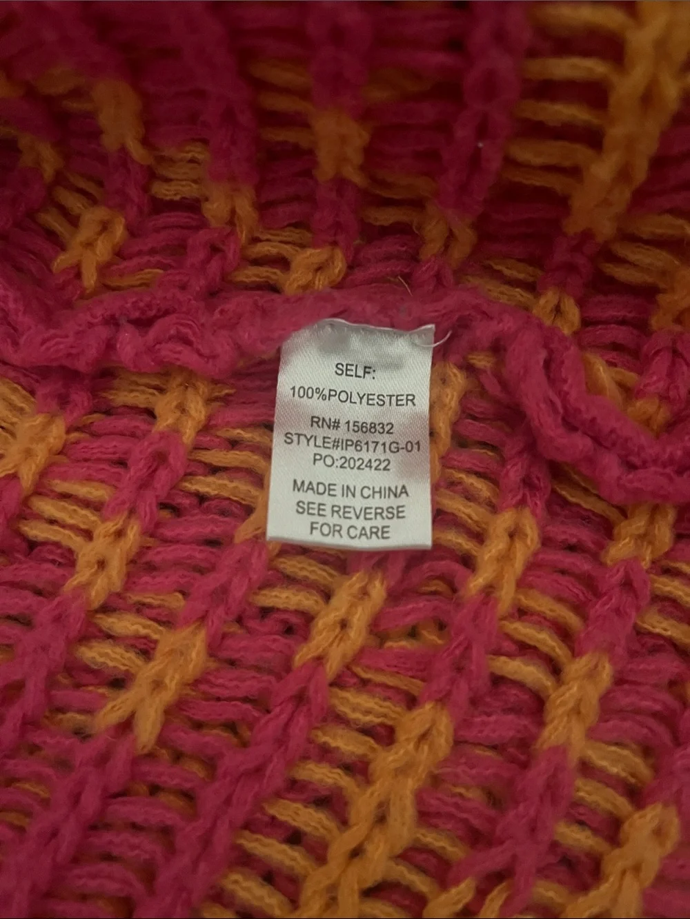 BiBi Pink & Burnt Orange Checkered Chunky Knit Cardigan oversized size S - Picture 3 of 7